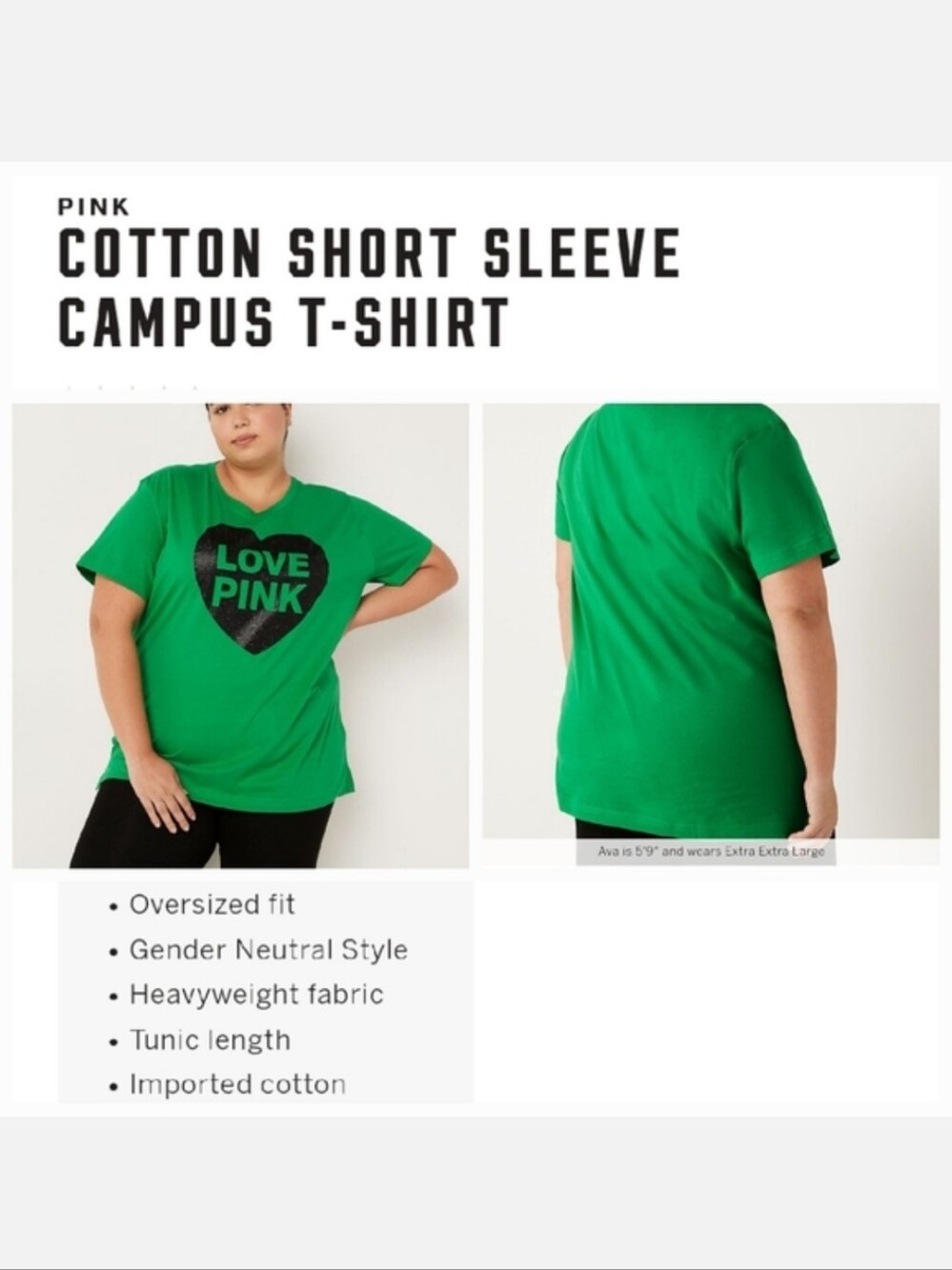 Victoria's secret pink short sleeve OVERSIZED campus tee MEDIUM GREEN